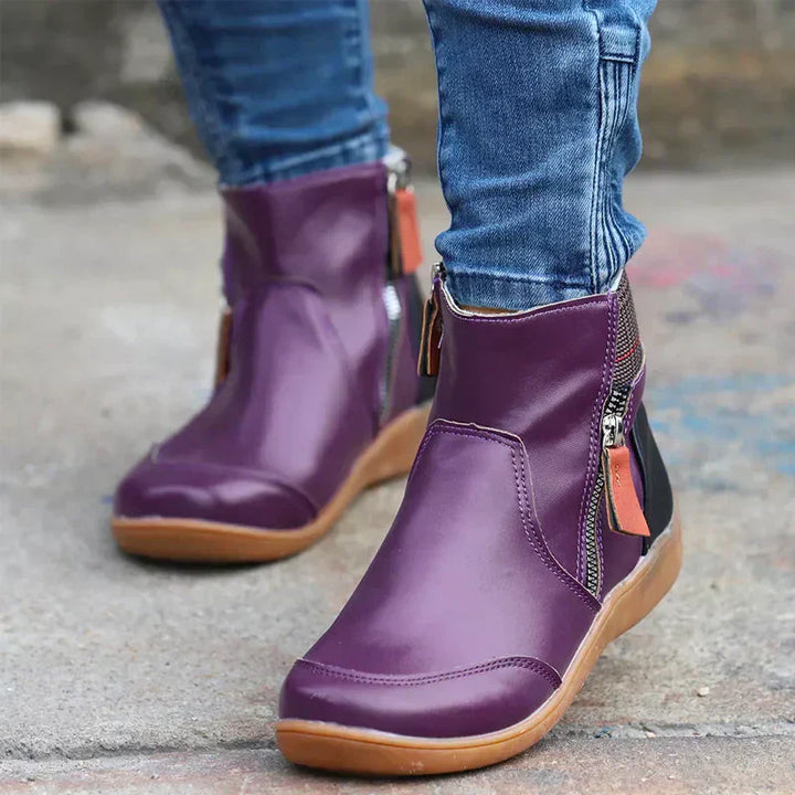 Women's Waterproof Double Zipper Ankle Boots