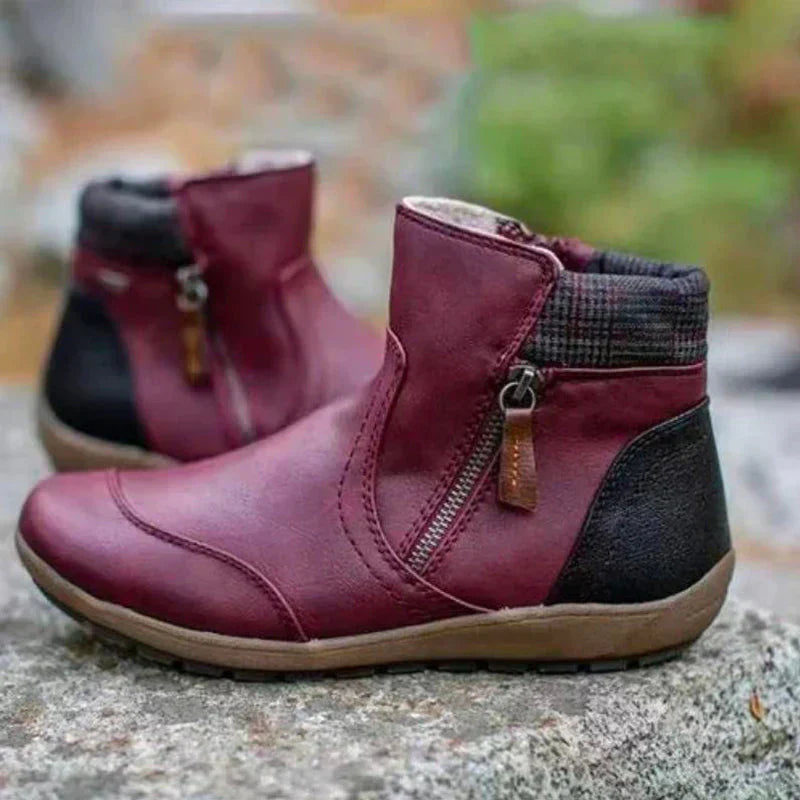 Women's Waterproof Double Zipper Ankle Boots