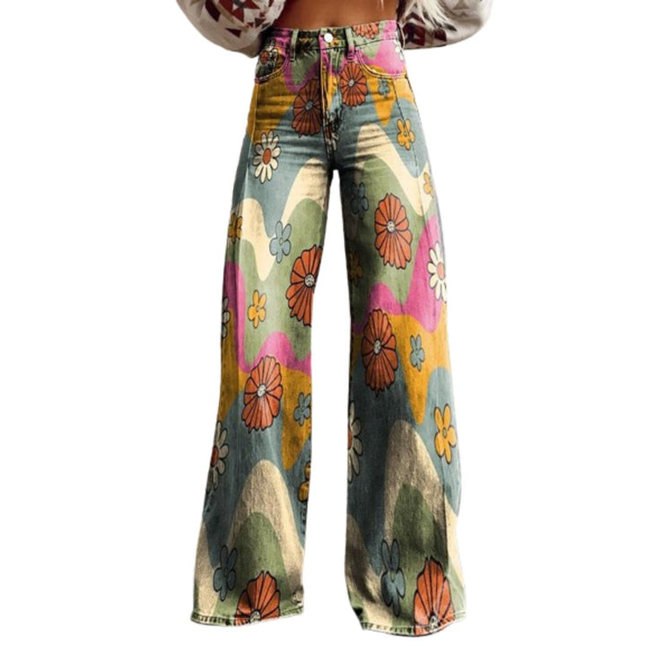 Flower Print Wide Leg Pants for Women