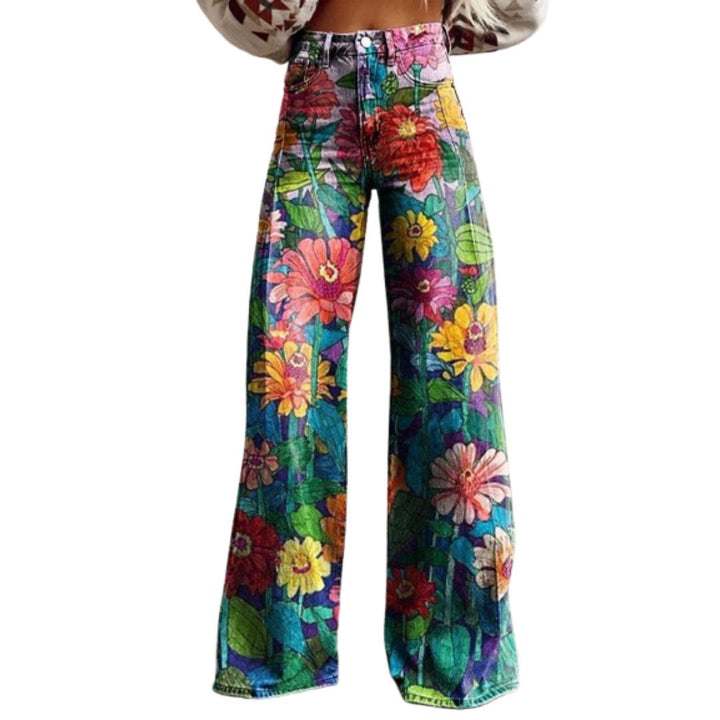 Flower Print Wide Leg Pants for Women