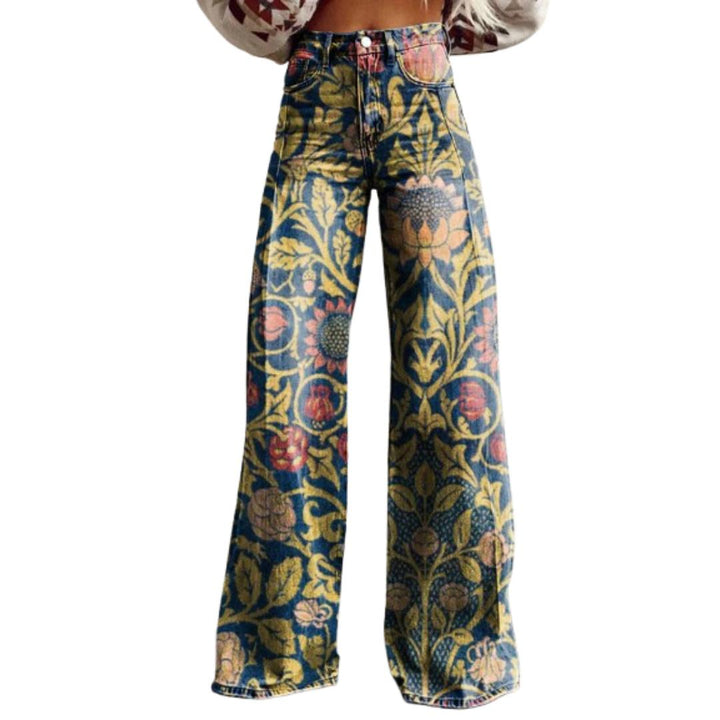 Flower Print Wide Leg Pants for Women