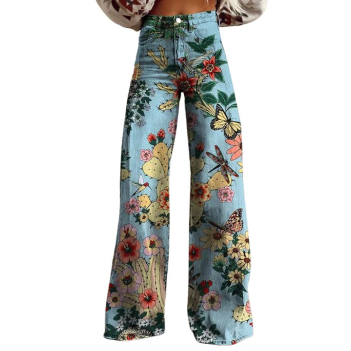 Flower Print Wide Leg Pants for Women