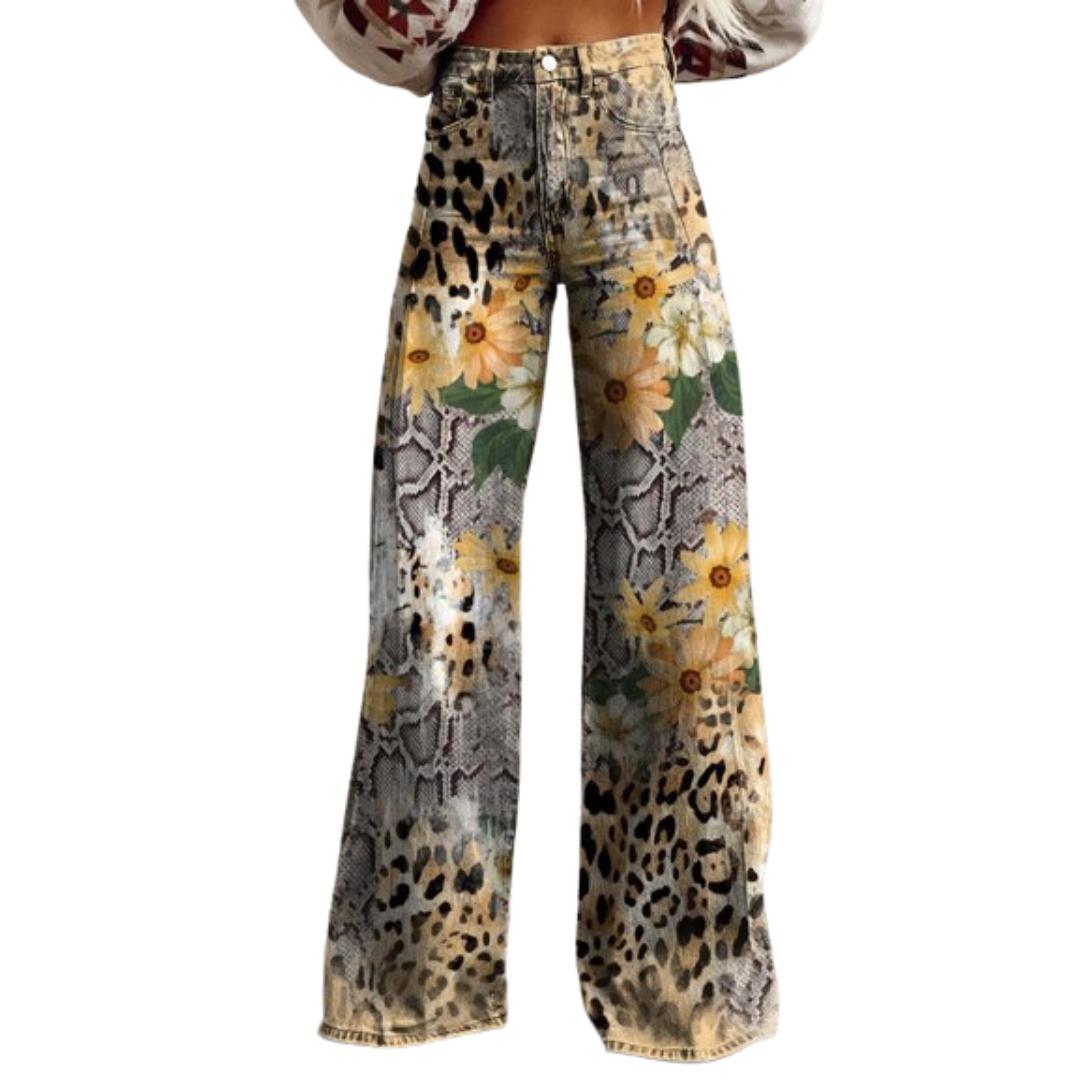 Flower Print Wide Leg Pants for Women