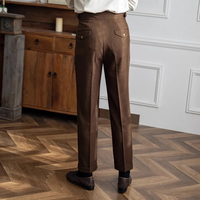 High Waist Straight Suit Pants for Men