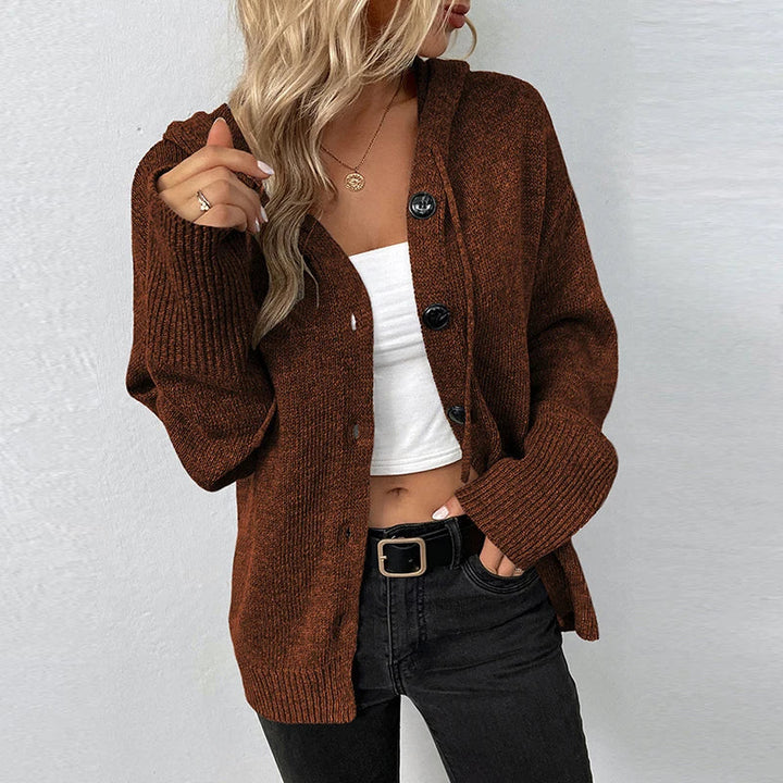 Button-Down Hooded Sweater for Women