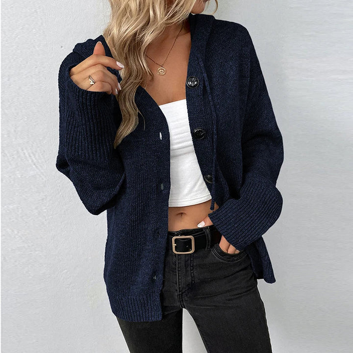 Button-Down Hooded Sweater for Women