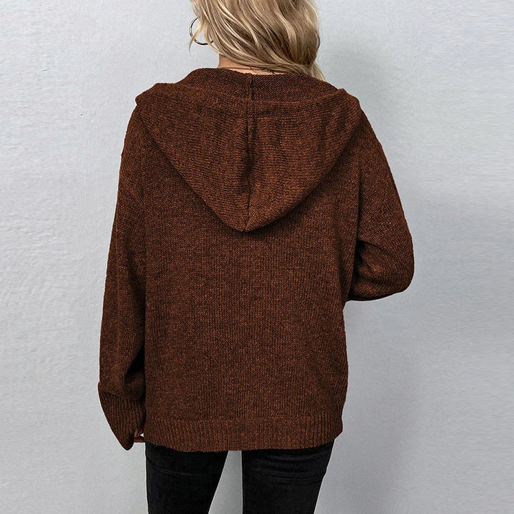 Button-Down Hooded Sweater for Women