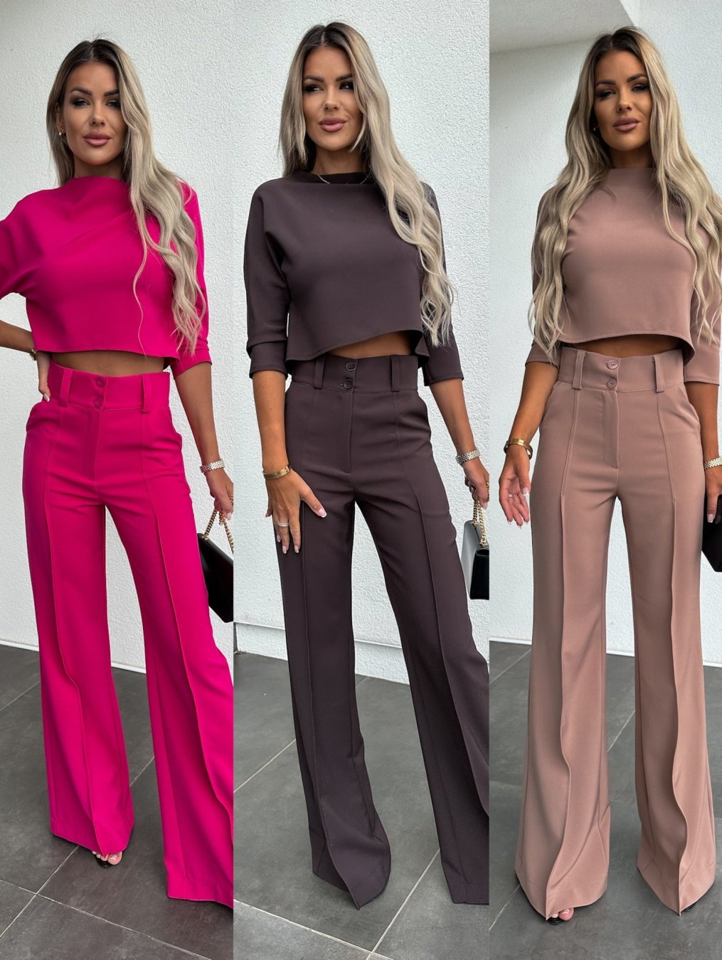 Women's Mock Neck Crop Top and Pants Set