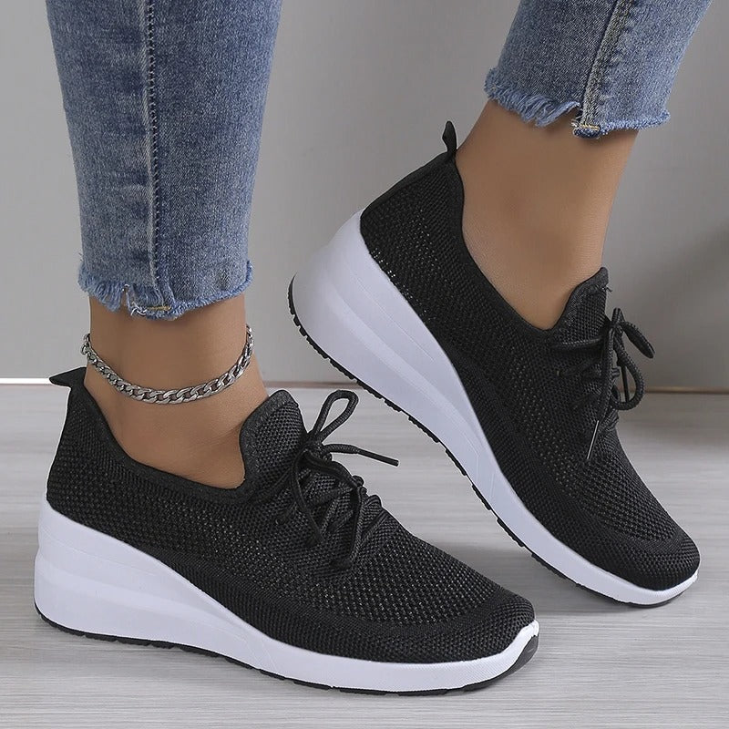 Breathable Platform Wedge Sneakers for Women