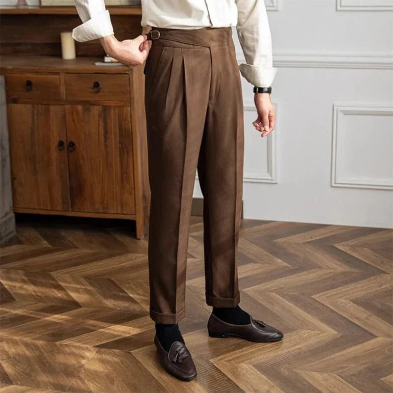 Men's High Waist British Style Trousers