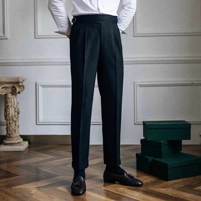 Men's High Waist British Style Trousers