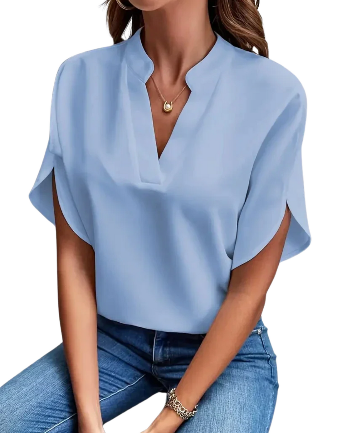 Women's V-Neck Split-Sleeve Blouse